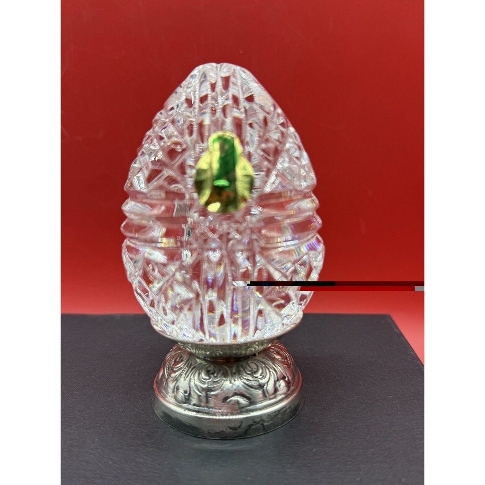 Waterford Crystal Annual EGG on Repousse Silver Plate Stand Unknown Year